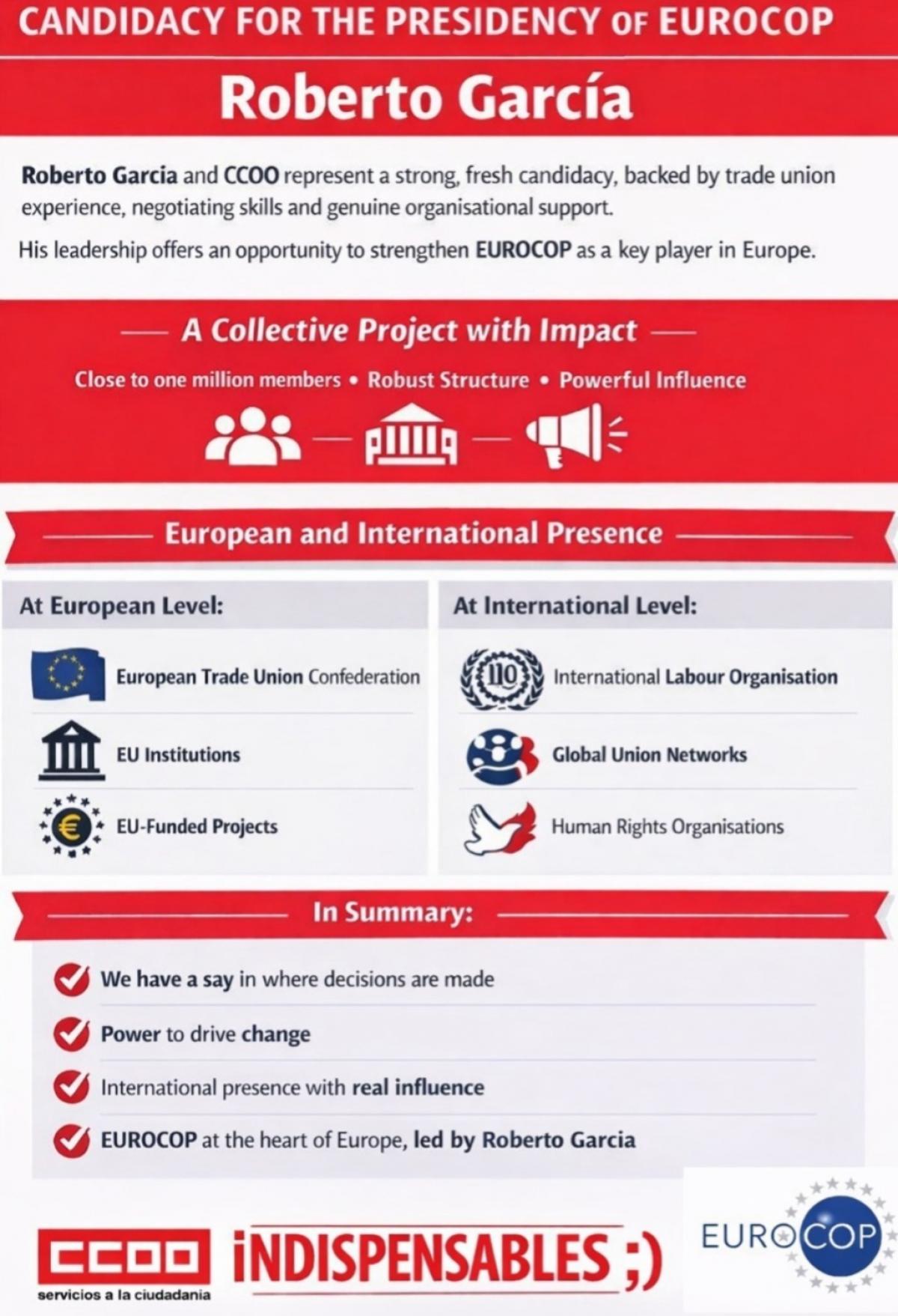 Candidatura Roberto García a la presidencia de EuroCOP.